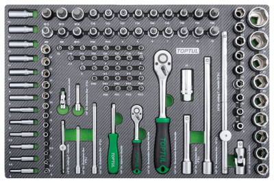 Набор головок и аксессуаров 1/4" и 1/2" 6-гр., 111 предметов в мягком ложементе TOPTUL  GEDB117
