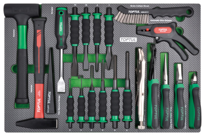 Набор инструментов, молотки, выколотки и губцевый, 21 пр. в мягком ложементе TOPTUL  GED2105