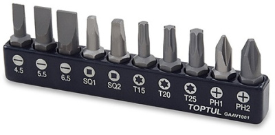 Набор бит 1/4" 10 предметов TOPTUL GAAV1001 Набор бит 1/4" 10 предметов TOPTUL GAAV1001
