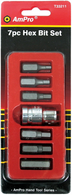 T33211 Набор бит шестигр. 3/8" c держателем 1/2" 7 предметов T33211 Набор бит шестигр. 3/8" c держателем 1/2" 7 предметов
