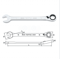 Ключ комбинированный трещоточный с реверсом 13 мм TOPTUL ABAF1313